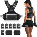 PACEARTH Adjustable Weight Vest 4-10lbs / 11-20lbs / 20-32lbs X-Shape Weighted Vest for Women and Men, Home Workout Ironsand Vest with Zipper Pouch and 6 Weight Packs, Black