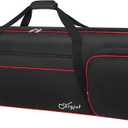 SNIGJAT 88 Key Keyboard Case Soft (Size: 53.5"x13.8"x6.8"), Padded Piano Case with Handle and Adjustable Shoulder Straps, Keyboard Gig Bag with 3 Pockets for Music Sheet Stand, Sustain Pedals, Cables (Black+Red)
