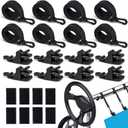 24Pcs Pool Solar Cover Reel Attachment Kit, Heavy Duty Solar Cover Straps and Clips for Inground Swimming Pool, Solar Blanket Strap Kit with Hooks & Touch Fastener