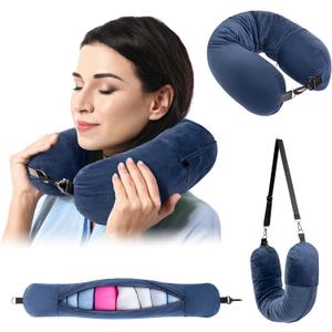 HOMEE Travel Neck Pillow Stuffable with Clothes,Soft Plush Stuffable Travel Pillow,Adjustable U-Shapes Airplane Plane Travel Pillow Storage Bag,Only Travel Pillowcase,No Filler
