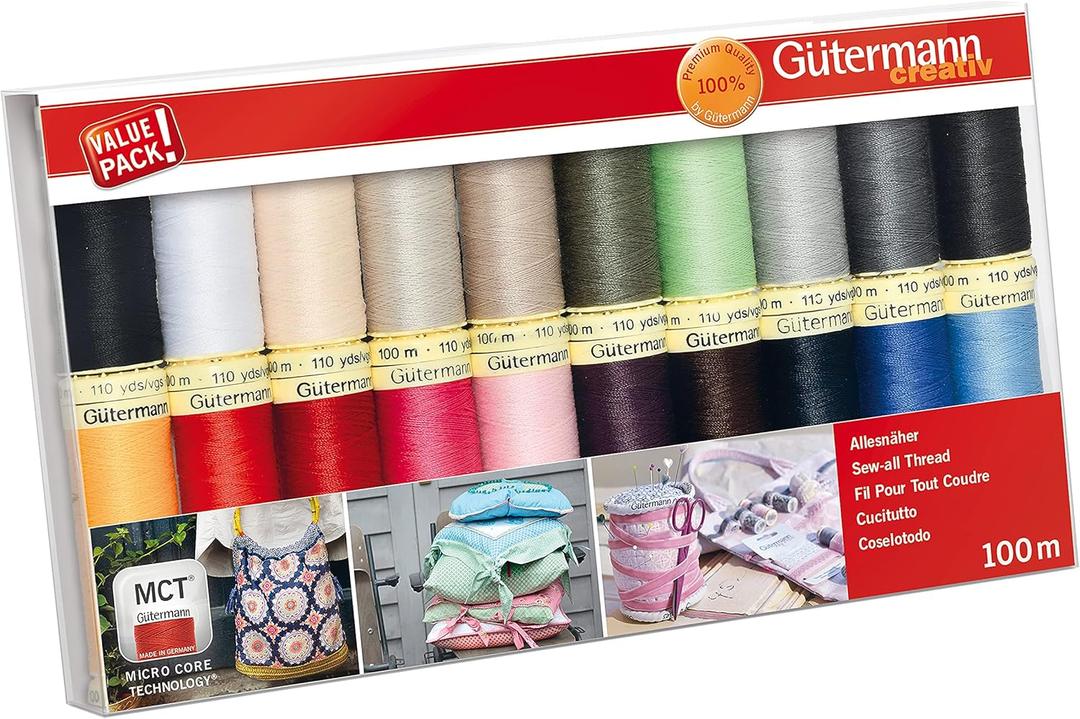 Gutermann Thread Set: Sew-All: 100m: Pack of 20, Assorted (Popular Basic)