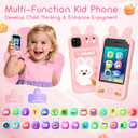 Kids Smart Phone for Girls Ages 3-8, No WiFi Toy Phone with 2.8" Touchscreen, Dual Camera, 32GB Card, Games, Music & Stories, Toddler Learning Cell Phone, Birthday for Kids (Pink), Compact size