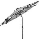 9FT LED Patio Umbrella, Solar Outdoor Umbrellas with LED Lights, Deck Umbrella with Push Button Tilt and Crank, UV Protection Waterproof for Pool, Porch, Garden, Deck, Backyard. (Black & White Stripe)