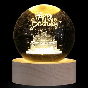 MAIBAOTA Birthday Decor Crystal Ball 2.4 Inches Glass Ball Birthday Gifts for Women Crystal Decorations Figurines Sphere for Home