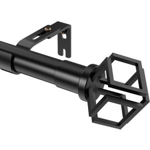 Black Curtain Rods for Windows 48 to 84 Inch, 1 Inch Adjustable Heavy Duty Modern Curtain Rod with Adjustable Brackets. Easy to Install and Maneuver for Outdoor, Bedroom, Living Room