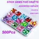 DISSONA Self Adhesive Gems Jewels for Kids Crafts Rhinestones Jumbo Crystal Stickers10 Shapes DIY Size :10mm to 20mm with Glue Stickers in Flat Back for Arts & Crafts Projects (500) Color at Random