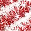50Ft Christmas Tinsel Garland, Red and Snowflake Tinsel Garland Metallic Twist Shiny Garland for Xmas Tree Decorations, Tinsel for New Year Party Ceiling Hanging Decorations Indoor and Outdoor Decor