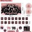 75th Birthday Decorations for Women,32PCS 75th Birthday Party Decorations,Including Backdrop, Crown, Sash, banner, Hanging Swirl,Cake Topper,balloons,Paper Fans,Anniversary Card and paper fans