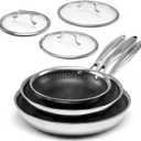 USELUCK Non Stick Frying Pans with Lid,8/10/12 inch Skillet Set,Update Coating.Compatible with All Cooktops,Oven Safe,Dishwasher Safe,PFAS-Free.