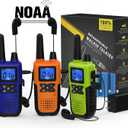 Walkie Talkies Long Range for Adults Rechargeable with Earpiece NOAA Weather Alert, Multi-purpose 2 Way Radio 3 Pack for Team Work Senior Care Kid Adventure Family Camping Hiking Skiing Cruise (Blue Green Orange)