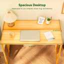 Bamboo Folding Desk Mid Century Modern Desk for Home Office Bedroom Small Spaces, Natural