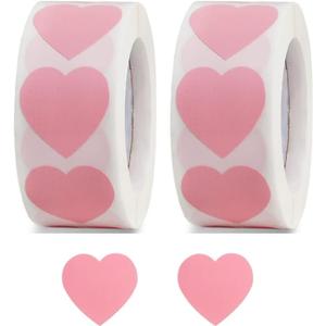 1000PCS Pink Heart Sticker,1 Inch Love Heart Shaped Small Envelopes Sealing Stickers for Kids Reward,Mothers' Day,Valentine's Day,Christmas Gift,Award Charts,Wedding Invitaion, Birthday Party