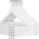 AMKUFO Wooden Hangers 20 Pack Wood Suit Hangers Non Slip Wooden Coat Hangers with Smooth Fnish Cut Notches 360 Swivel Hook Clothes Hangers for Jeans Pants Jackets Shirts Dresses, White