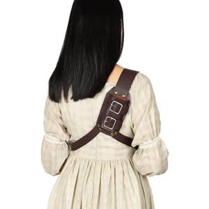 Warrior Back Sword Holster - Medieval Armor Shoulder Sheath Frog Holder Crossbody Strap Belt - PU Leather Behind-the-Back Holster (Dark Brown)