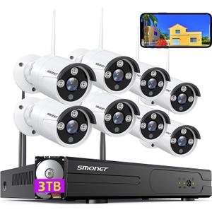 Wireless Security Camera System,SMONET 1080P 8 Channel Home Surveillance DVR Kits with 8pcs 2MP Full HD Cameras 3TB HDD Night Vision Motion Detection Free App for Indoor Outdoor 24/7 Video Recording Wireless Security Camera System,SMONET 1080P 8 Channel Home Surveillance DVR Kits with 8pcs 2MP Full HD Cameras 3TB HDD Night Vision Motion Detection Free App for Indoor Outdoor 24/7 Video Recording
