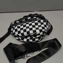 Checkered Crossbody Bag, Bum Bags for Women Crossbody, Black and White Grid Bumbag, Large Capacity Design with Adjustable Shoulder Strap On One Shoulder or by Hand