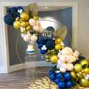Navy Blue and Gold Party Balloons, 50 Pcs 12 Inches Navy Blue Gold White Latex Balloon for Birthday,Baby Shower, Graduation Decorations