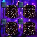 4-Pack 400LED Solar Halloween LightsOrange& Purple String LightsSolar Fairy Lights with 8 Modes Halloween Lights Outdoor Waterproof for Bedroom Patio Garden Party Yard Decoration