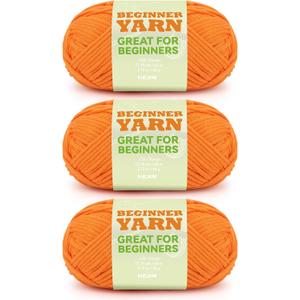 60g Carrot Yarn for Crocheting and Knitting;66m (72yds) Cotton Yarn for Beginners with Easy-to-See Stitches;Worsted-Weight Medium #4;Cotton-Nylon Blend Yarn for Beginners Crochet Kit Making