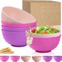 Wheat Straw Bowls Set 60 OZ Large Capacity Dinner Bowls Unbreakable Large Cereal Bowls Set of 6 Microwave and Dishwasher Safe Bowls for Kitchen Large Bowl for Serving Ramen Salad - Flower