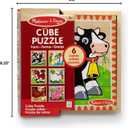 Melissa & Doug Farm Wooden Cube Puzzle with Storage Tray 6-in-1 Animal Puzzle for Toddlers and Preschoolers 16 Wooden Cubes Farm Toy for Kids Ages 3+ - FSC Certified