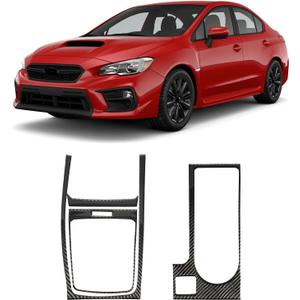 Real Carbon Fiber Gear Shift Panel Cover Trim & Cup Holder Cover Trim Compatible with Subaru WRX 2015-2021, Interior Decor Sticker Accessories