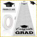 Sliner Glitter Silver Congrats Grad Carpet Runner Rug for Graduation Prom Party Decorations 2ft x 15ft Glitter Graduation Runway Rug for Prom Party Decor Aisle Runner for School College Grad Ceremony, 4" x 24"
