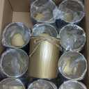 Tin Vase for Flower, 4.55 X 4 Inch Galvanized Metal Vases with Twine Bow 12PCS Tin Metal Buckets for Artificial Flowers Table Centerpiece Dining Wedding Engagement Home(Gold)