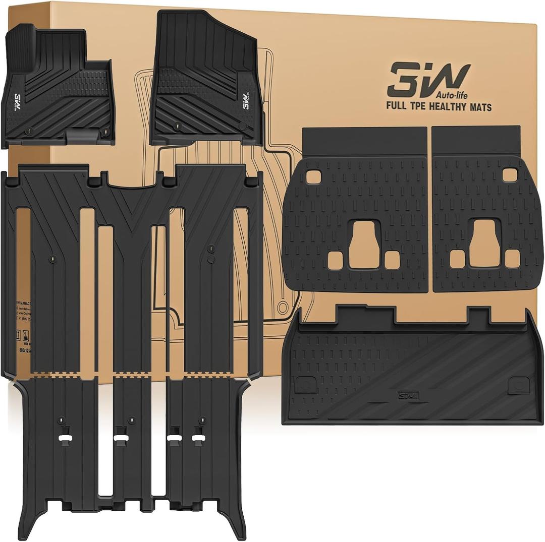 3W Full Set Floor, Cargo & Seatback Mats for Kia Carnival Hybrid 2025 2026
