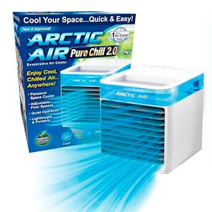 Arctic Air Pure Chill 2.0 Evaporative Air Cooler by Ontel - Powerful, Quiet, Lightweight and Portable Space Cooler with Hydro-Chill Technology For Bedroom, Office, Living Room & More,Blue