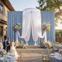 30ftx15ft Dusty Blue Backdrop Curtains for Parties, Wrinkle Free Polyester Photo Backdrop Drapes 6 Panels 15 ft Long Back Drop Cloth Drapery for Wedding Birthday Photography Background Party