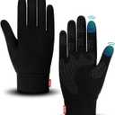 Aegend Lightweight Winter Gloves for Men Women, Warm Running Gloves Touchscreen Thermal Glove Liners for Cold Weather Driving, Cycling & Hiking, Non-Slip, Elastic Cuff, Stretchy, Durable (Small, Black)