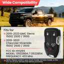 1 Pack Keyless Key Fob Remote Fit for 2019-2023 GMC Sierra 1500 2500 3500 2019-2023 Chevrolet Chevy Silverado 1500 2500 3500, 433 MHz HYQ1ES 13522904 13522854 Include Uncut Key Blade