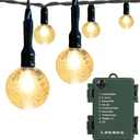 Battery Operated Globe String Lights, Crystal Globe String Lights 16ft 30 LED 8 Modes Waterproof String Lights with Timer for Backyard Garden Balcony Pergola Wedding Party Decor(Warm White)