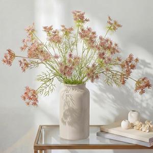 4 Pcs Artificial Queen Anne's Lace Stems 28.7 Inch Faux Ammi Majus Flowers Branches Faux Queen Anne's Lace Flowers Fake Carrot Floral Stems for Vase Bouquets Wedding Home Decor(Pink)