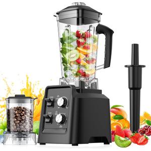 Blender with Self-Cleaning & 20oz Grinder - 1400W Countertop Blender for Smoothies, 68oz Dishwasher Safe Jar, Crushes Ice & Frozen Fruits, Multi Speeds & Pulse, Black