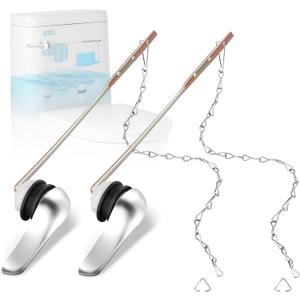 2 Pack Toilet Handle Replacement Kit, Front Mount Toilet Flush Lever Replacement with Anti-Rust Metal Rod/Stainless Steel Flapper Chain, Tank Bowl Handle Trip Levers