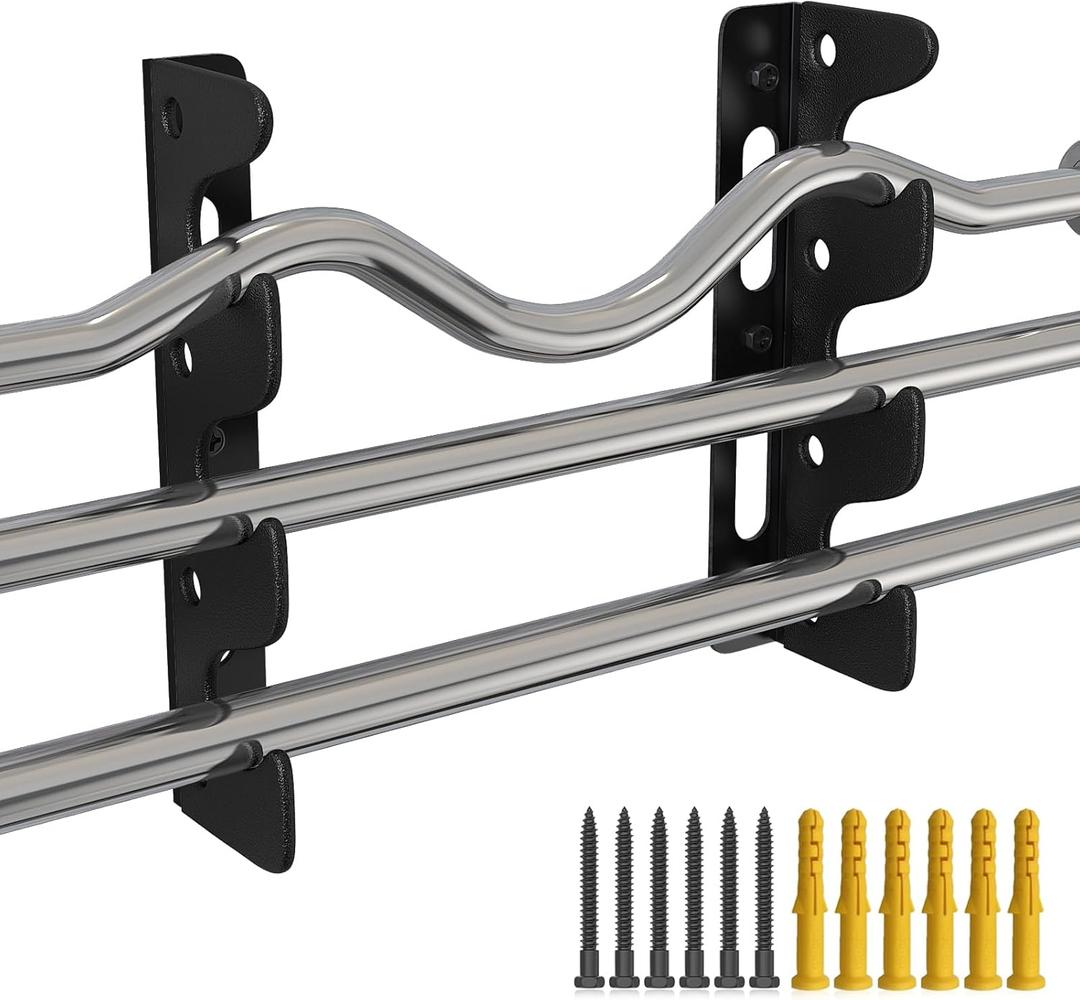 Olympic Wall Mounted Barbell Storage Rack Holder Stand Hanger, Wall Mounted Weight Dumbbell Rack for Olympic Barbell, Curl Bar, Commercial or Home Gym Accessory