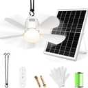 Gliztech Solar Ceiling Fan Light, 20000mAh Portable Gazebo fan with 30W Solar Powered Fan with Remote Control, Outdoor Ceiling Fan with Light for Patios, Canopy, Shed, RV, Porch and Chicken Coop