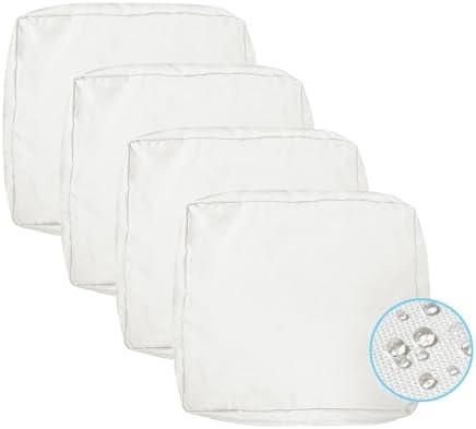 VAKADO Outdoor Patio Furniture Chair Cushion Replacement Covers Set of 4 Waterproof White Decorative Cushion Cases Decor for Bench Garden Porch Couch Tent (24"X24"X4")