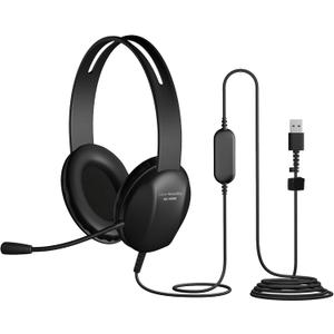 Cyber Acoustics USB-A Stereo Headset (AC-4006) - Durable, Crisp, and Clear Communication in K-12 Classrooms or Home, Made with 60 Percent Recycled Plastic