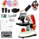 MicroMarvels Metal Body Compound Microscope for Students, 40X-2000X Dual LED Light, Biological Microscope for Home School Lab, with Type-C Power & Phone Adapter
