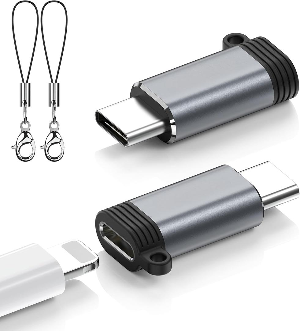 Lightning to USB C Adapter 2 Pack, Fast Charging & Data Sync for iPhone 15/16/17 Pro/Pro Max, Charger Adapter Accessory (Not for Audio/OTG) (Grey)