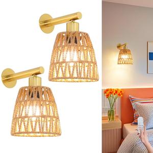 Battery Operated Wall Sconce Set of 2, Gold Battery Wall Sconces, USB Rechargeable Wall Lights with 2500mAh Dimmable Bulbs and Remote, RGB 15 Colors Wireless Wall Lamps for Bedroom Living Room Hallway (6.3in wireless)