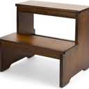 StrongTek Bamboo Two Step Stool for Adults and Kids, Bed Stepstool with Anti-Slip Bottom, Heavy Duty for Kitchen, Bathroom, Bedside Step Stool, Wooden Step Stairs 350 lbs Capacity (Brown)