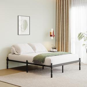 14 Inch High Metal Bed Frame Queen Size No Box Spring Needed, Platform Queen Bed Frame, Prevent Mattress Sliding, Easy to Install, Noise Free