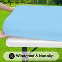 Smiry Rectangle Tablecloth, Elastic Fitted Flannel Backed Vinyl Tablecloths for 6ft Folding Tables, Waterproof Wipeable Table Covers for Indoor, Outdoor, Picnic and Camping (Baby Bule, 30"x72")