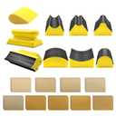 VIBRATITE 9 PCS Contoured Profile Hand Sanding Block, 4 Inch Hand Sander Block Interchangeable Assorted Convex & Concave Shapes with 45 Sheet Assortment Sandpaper for Auto Body, Woodworking, Furniture