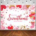 AIBIIN 7x5ft Sweetheart Baby Shower Backdrop for Girl Blush Pink Floral Donuts Red Hearts A Little Sweetheart is On The Way Photography Background Party Decorations Supplies Photo Shoot Studio Props