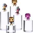 HESIN Clear Acrylic Display Riser Jewelry Stand 5 Tiers Round Shape, For Figures Home Ornament Earrings Small Collectibles Display Blocks (clear round) (transparent)